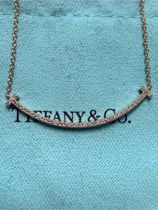 Tiffany & Co. Jewelry - Tiffany & Co. 18k Yellow Gold T Smile Pendant with Diamonds Small Size w/ Pouch